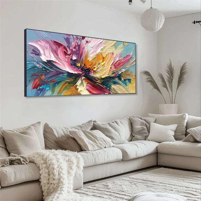 Colorful Abstract Flower Wall Art – Textured Floral Canvas Painting#yy721061