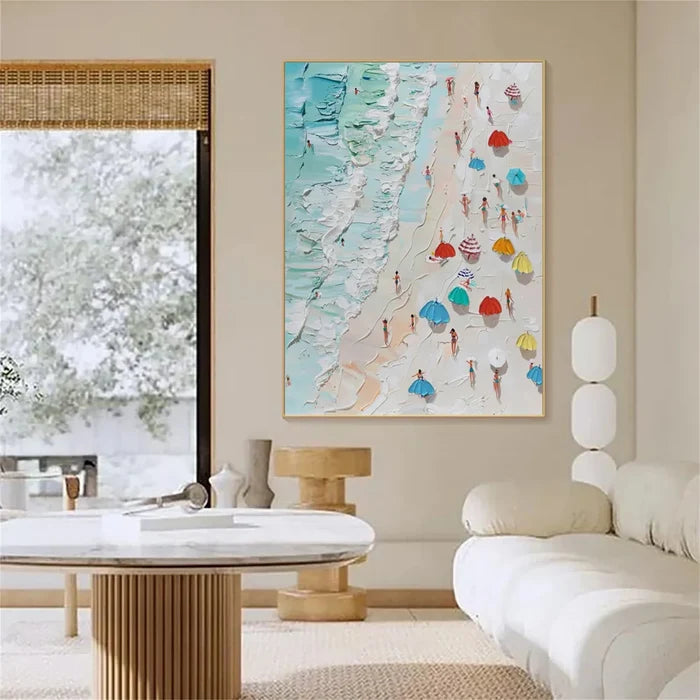 Beach Vacation Wall Art – Coastal Ocean Canvas Painting#yy721062