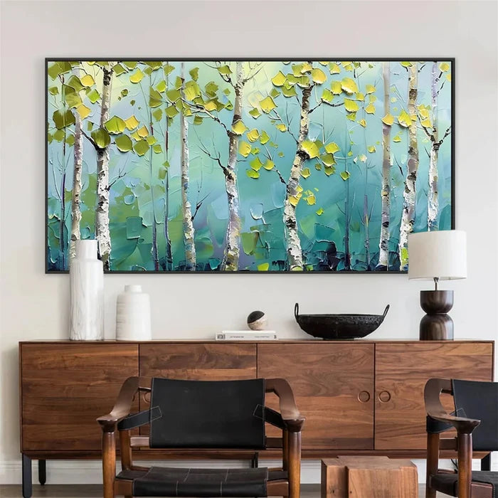 Birch Tree Forest Wall Art – Modern Nature Landscape Canvas Painting#yy721065