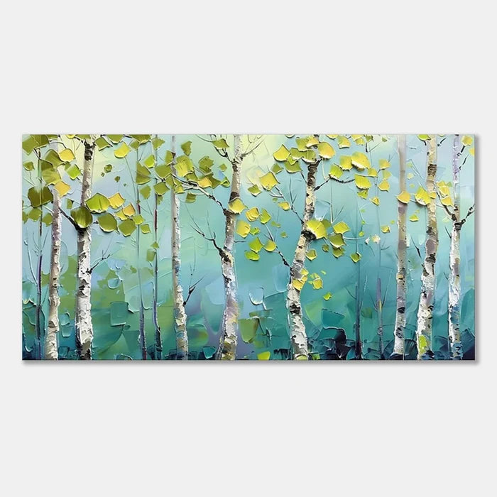 Birch Tree Forest Wall Art – Modern Nature Landscape Canvas Painting#yy721065
