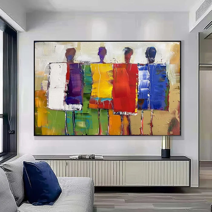 Colorful Abstract People Wall Art – Modern Figurative Canvas Painting#yy721066