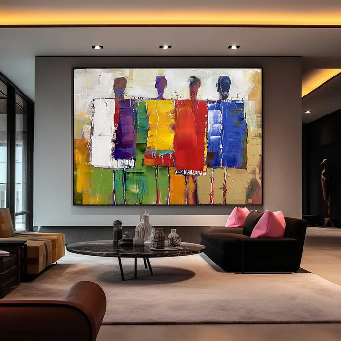 Colorful Abstract People Wall Art – Modern Figurative Canvas Painting#yy721066