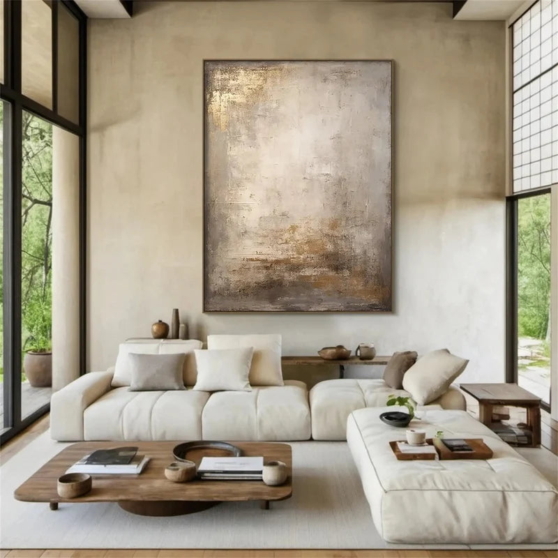 Neutral Textured Abstract Wall Art – Modern Beige Canvas Painting#yy721071