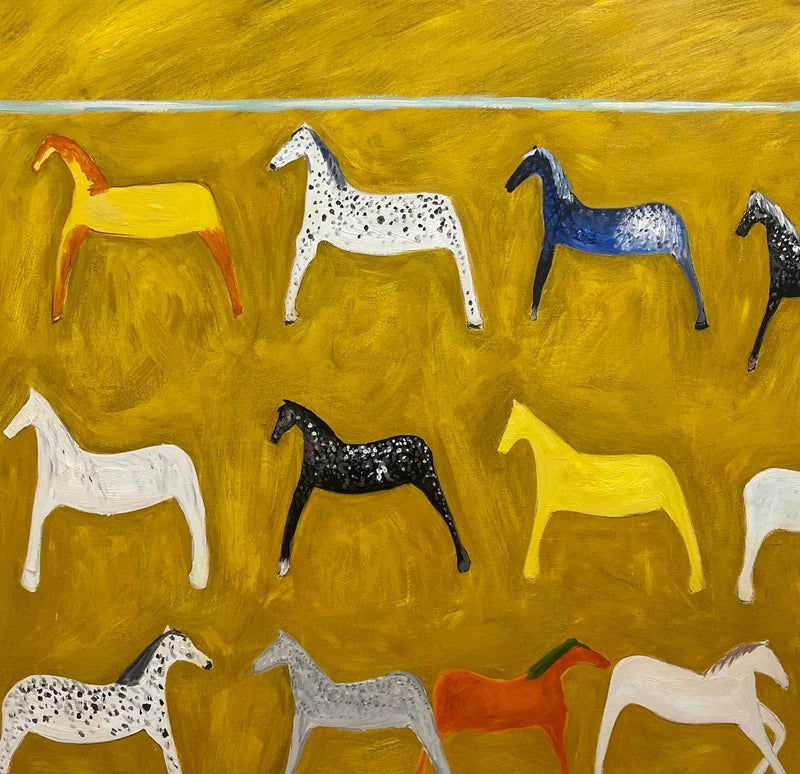 Colorful Horse Wall Art – Modern Abstract Equine Canvas Painting#yy721099