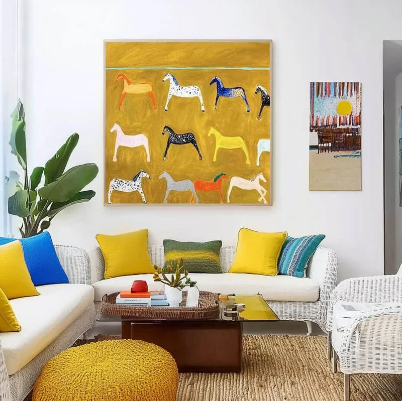 Colorful Horse Wall Art – Modern Abstract Equine Canvas Painting#yy721099