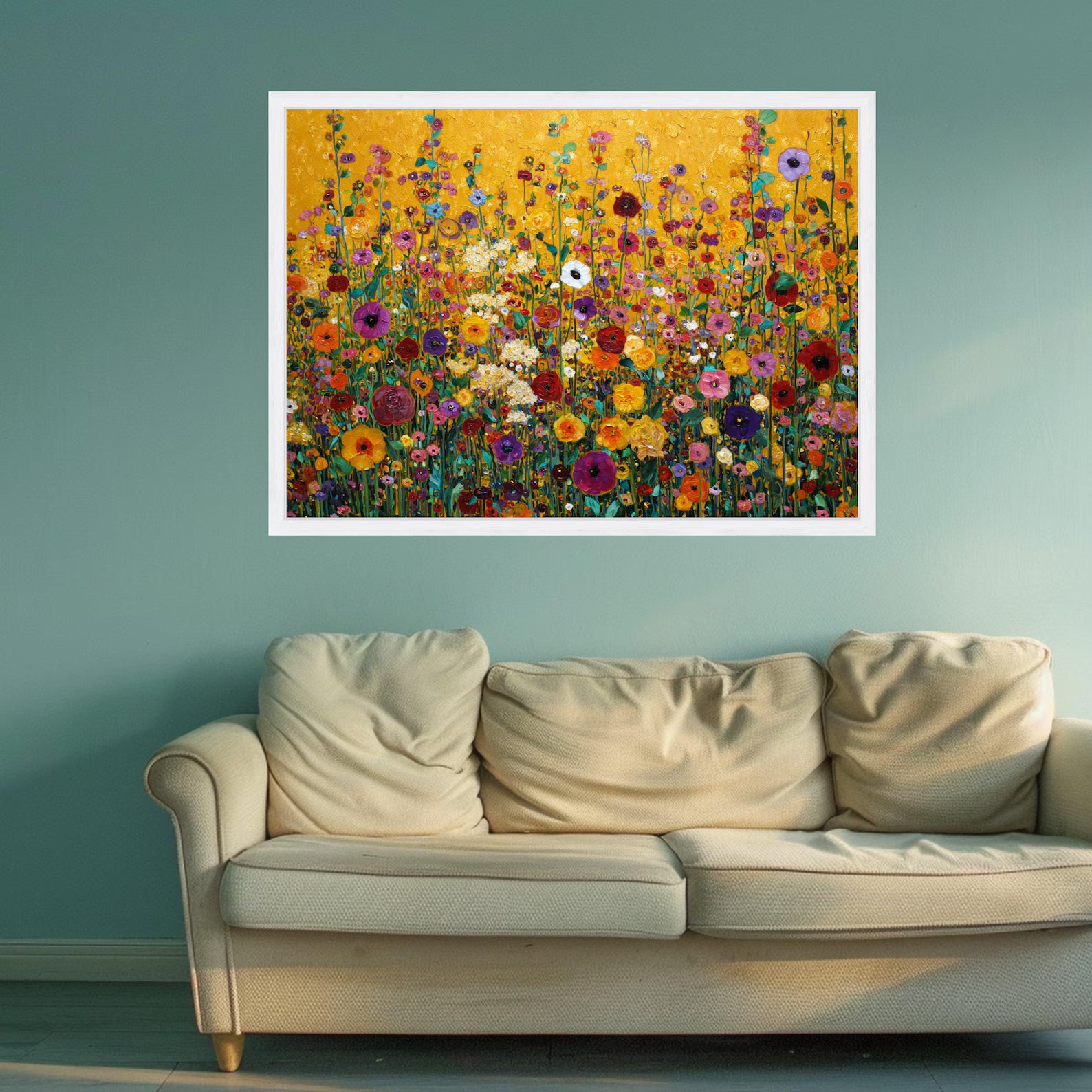 Colorful Wildflower Wall Art – Floral Meadow Canvas Painting#yy721110