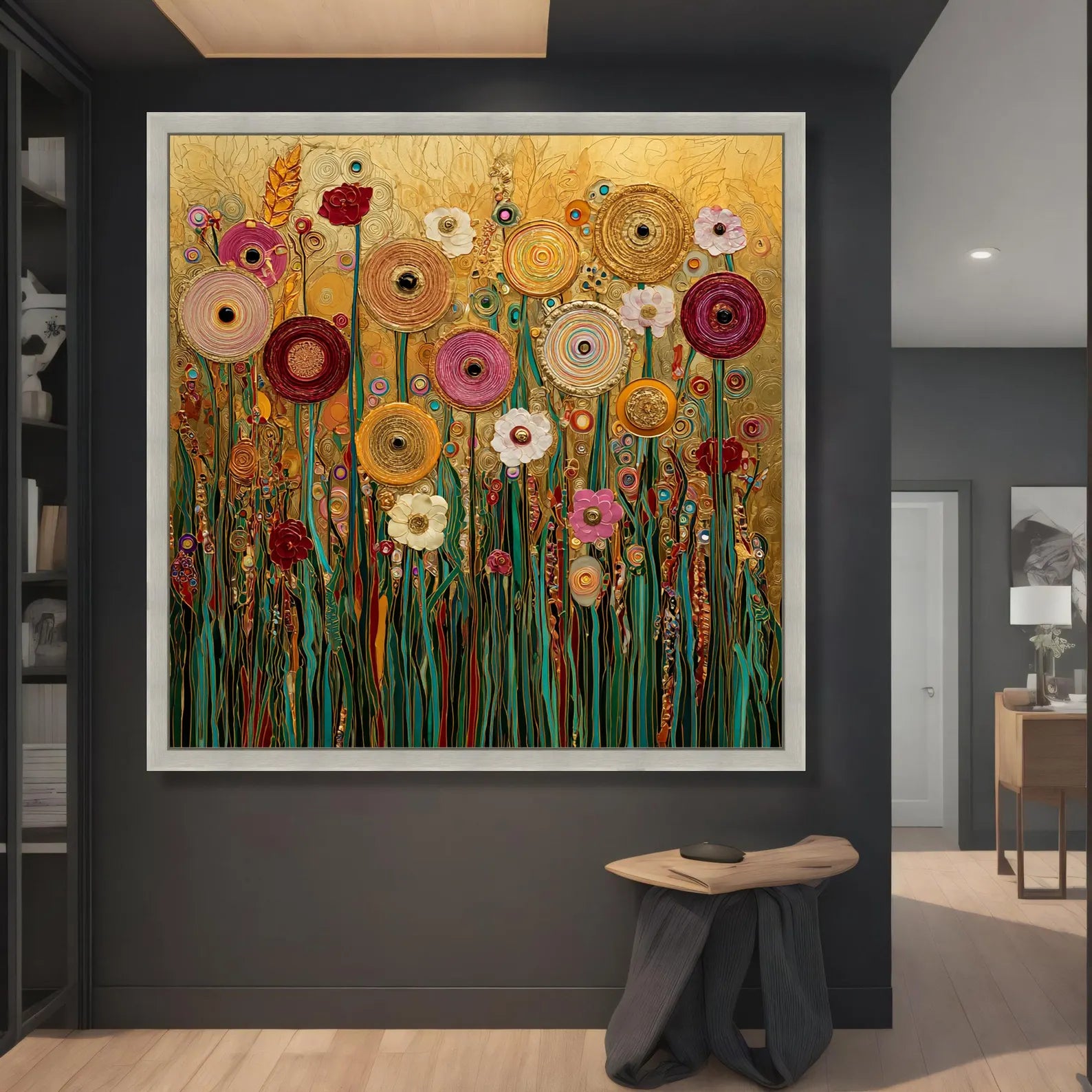 Gold Floral Wall Art – Luxury Botanical Canvas Painting#yy721125