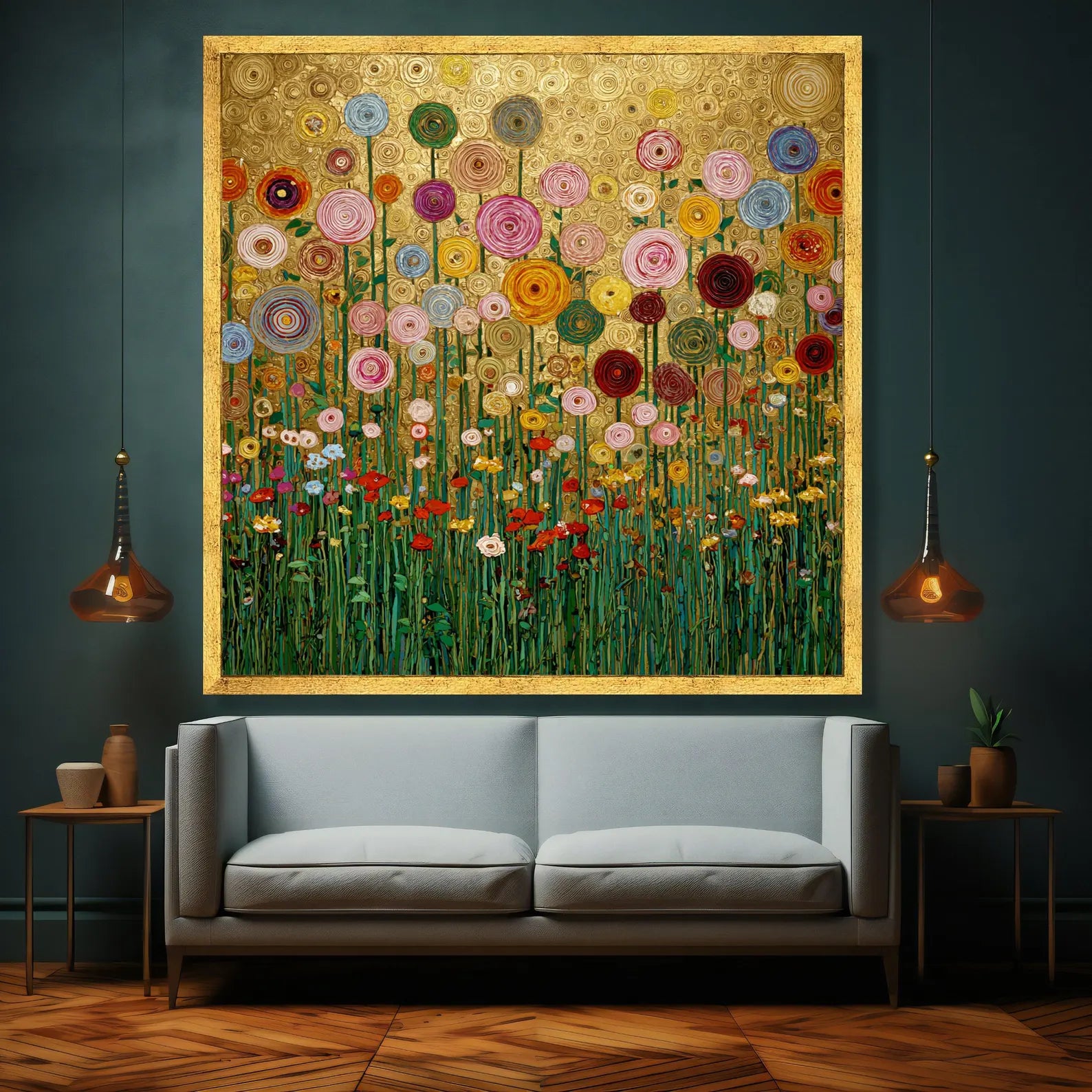Colorful Floral Garden Wall Art – Botanical Canvas Painting#yy721126
