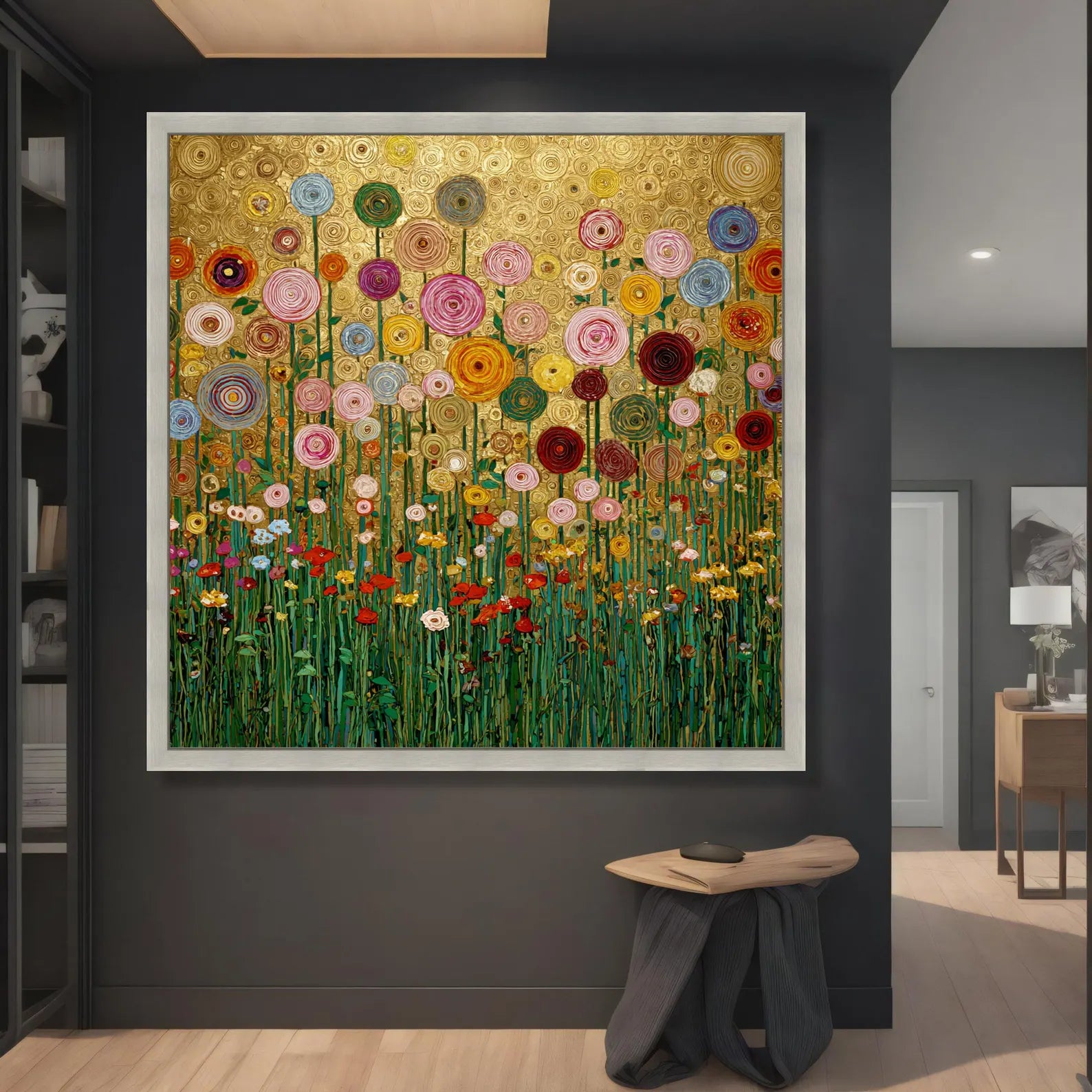 Colorful Floral Garden Wall Art – Botanical Canvas Painting#yy721126