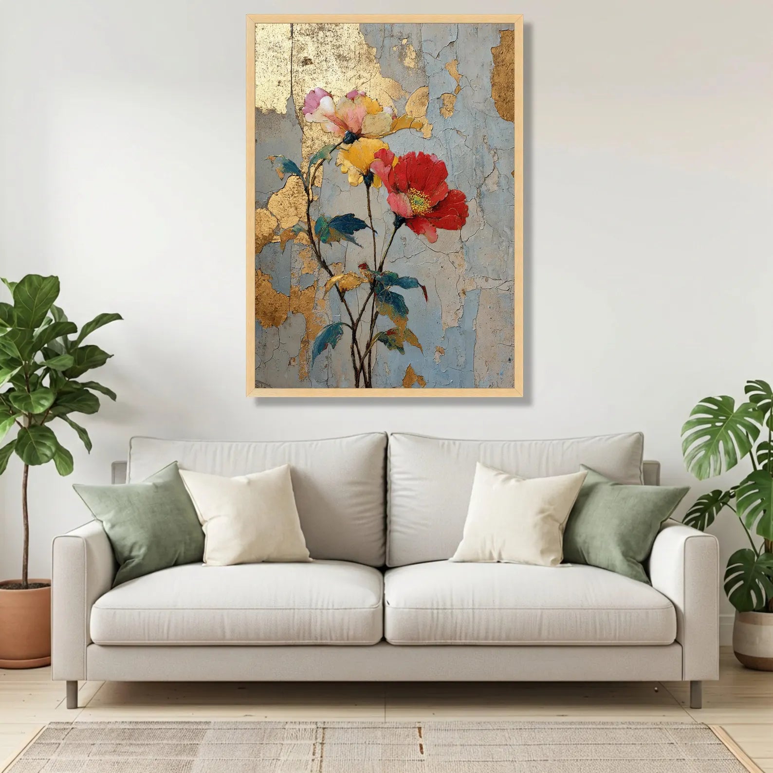 Crimson Petals – Textured Floral Oil Painting#yy721129