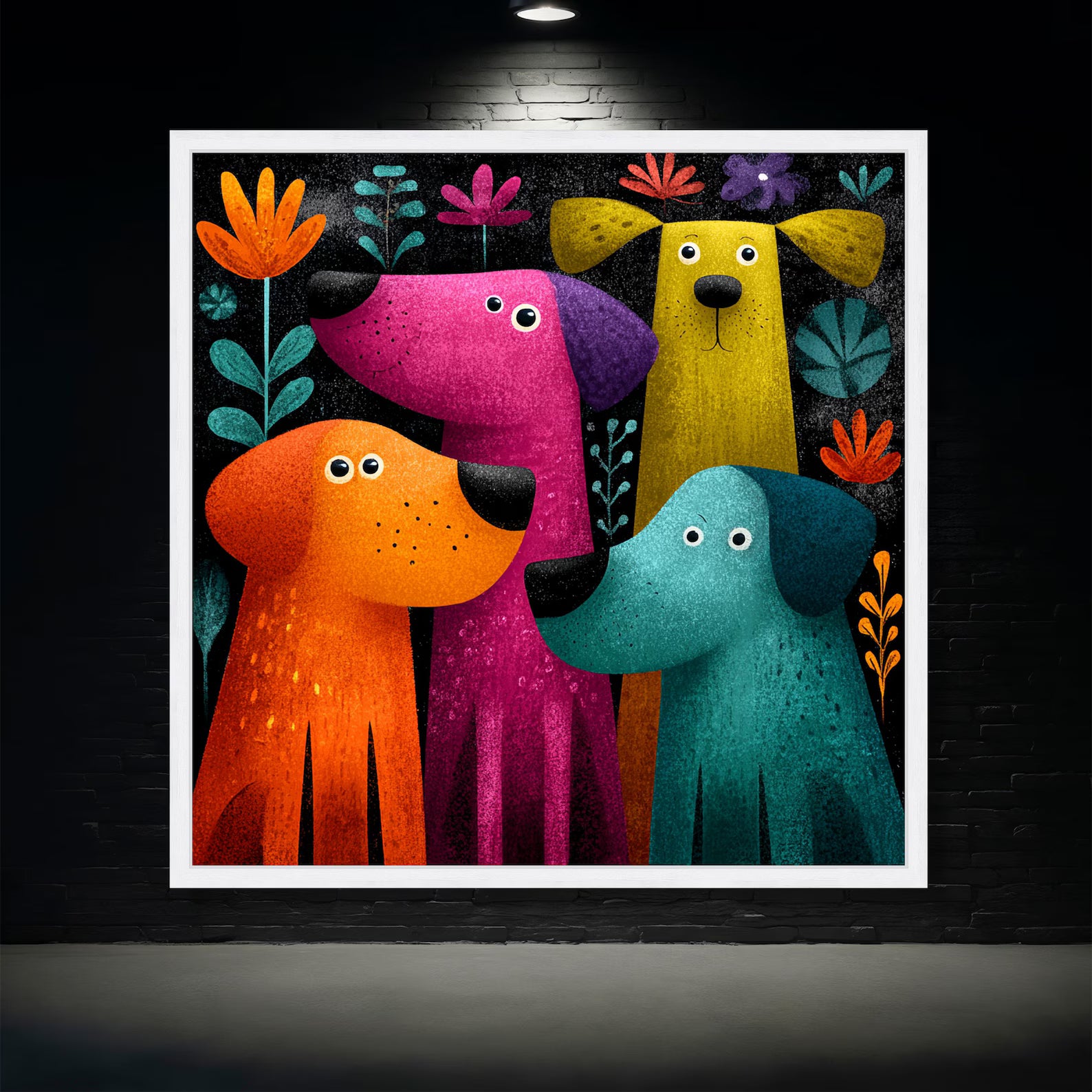 Happy Hounds – Colorful Dog Oil Painting#yy721138