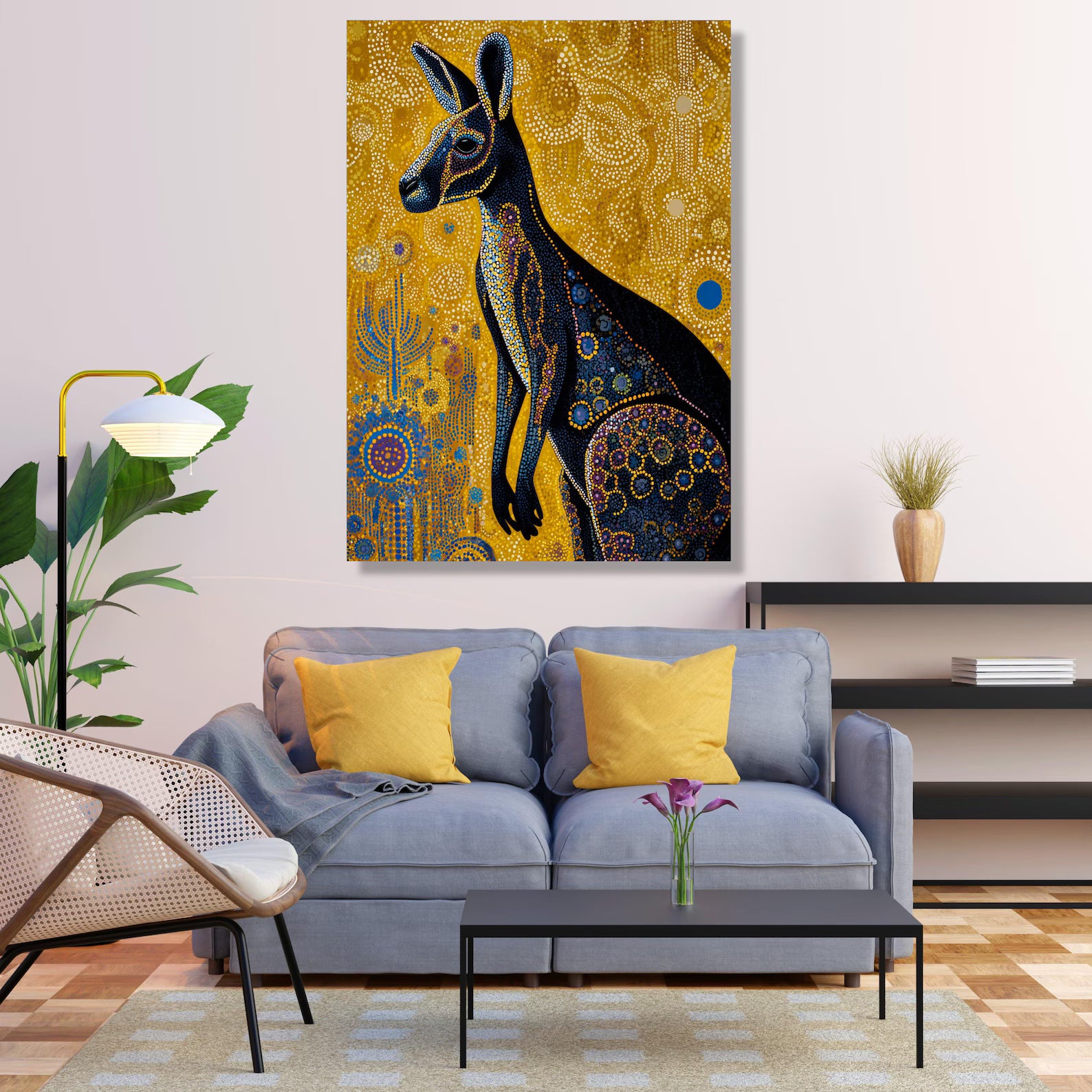 Golden Kangaroo – Australian Animal Oil Painting#yy721141