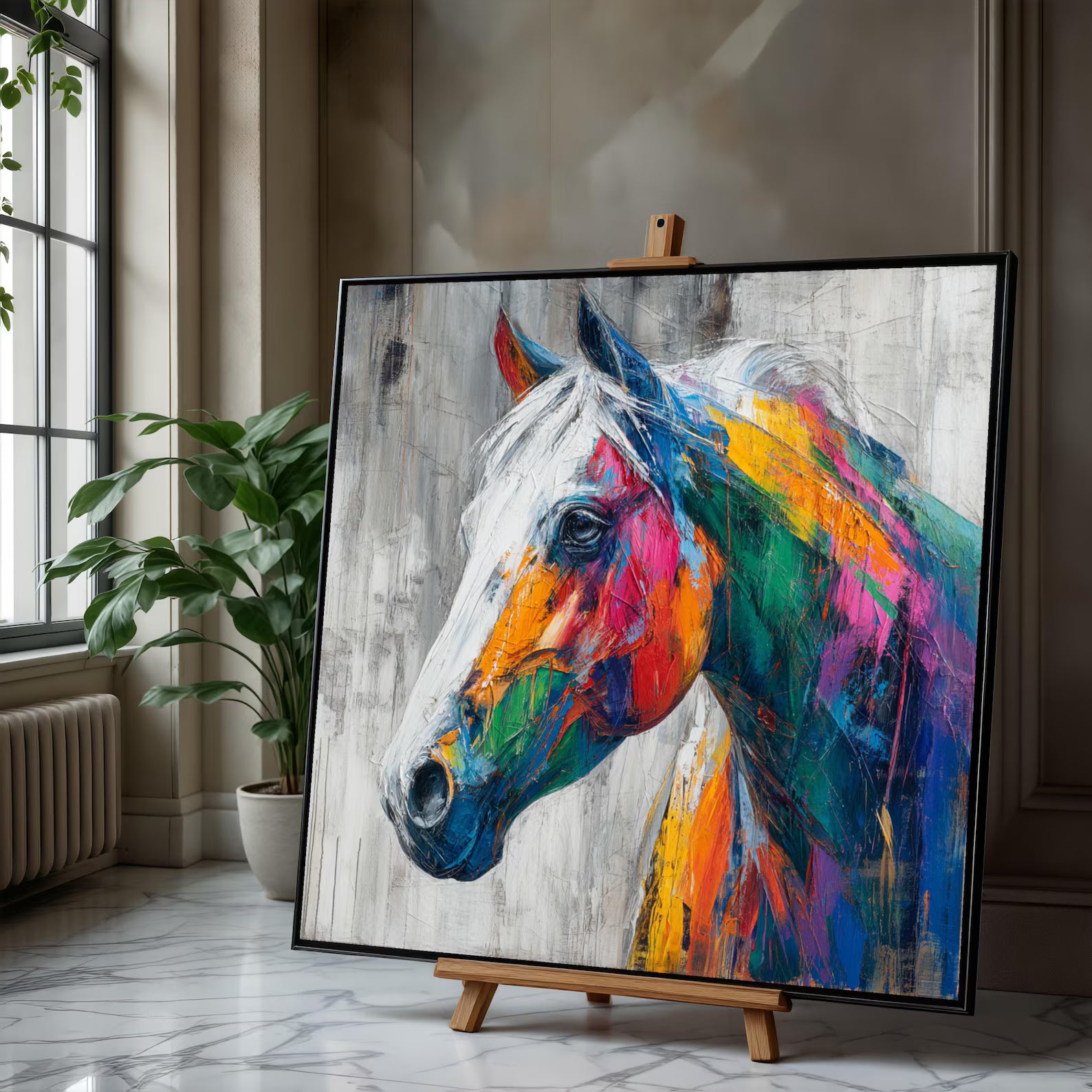 Chromatic Spirit – Colorful Horse Oil Painting#yy721142
