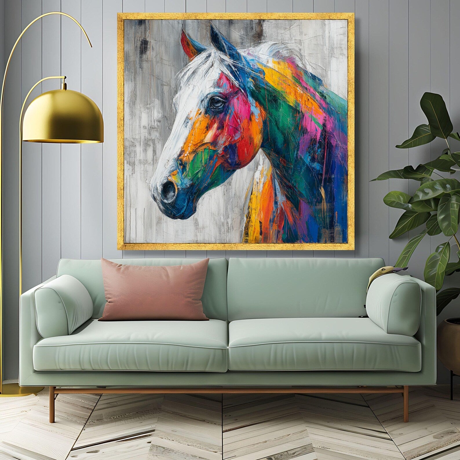 Chromatic Spirit – Colorful Horse Oil Painting#yy721142