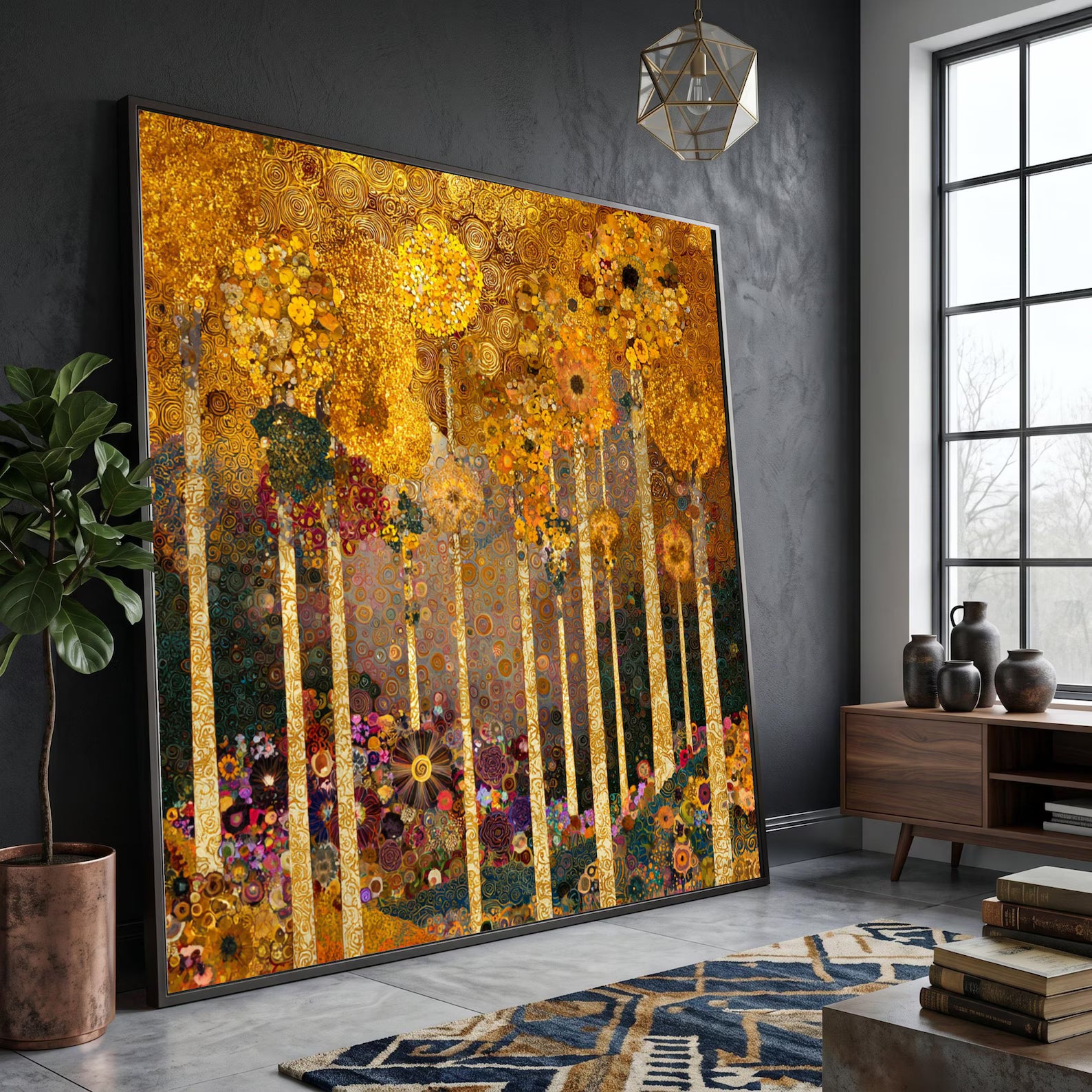 Golden Forest – Textured Landscape Oil Painting#yy721146