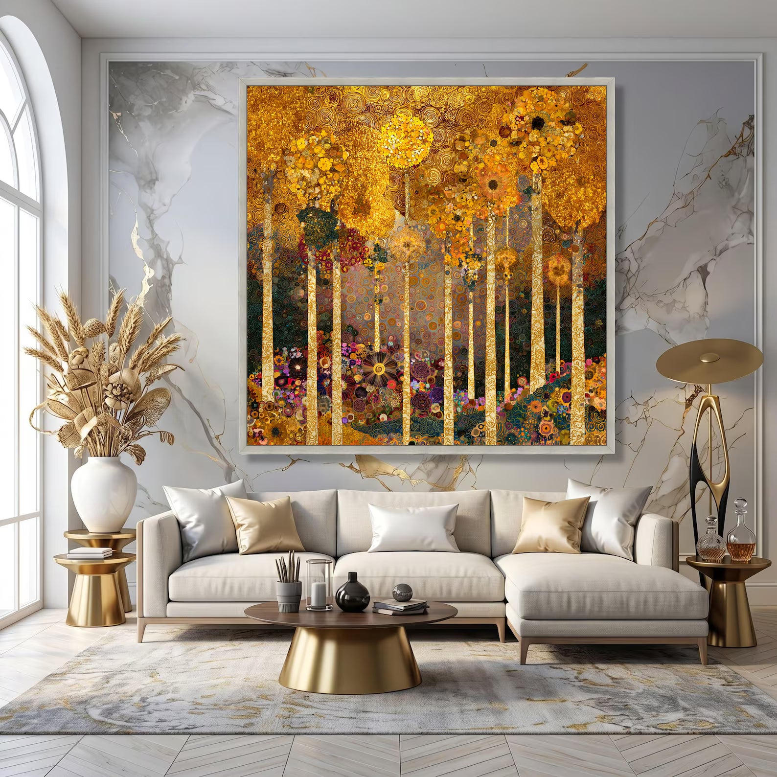 Golden Forest – Textured Landscape Oil Painting#yy721146