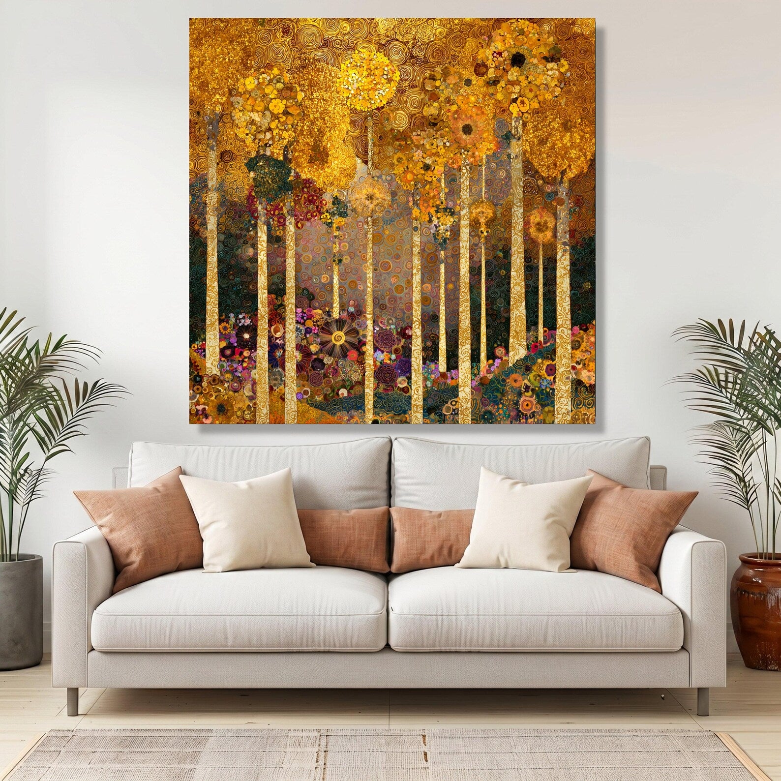 Golden Forest – Textured Landscape Oil Painting#yy721146