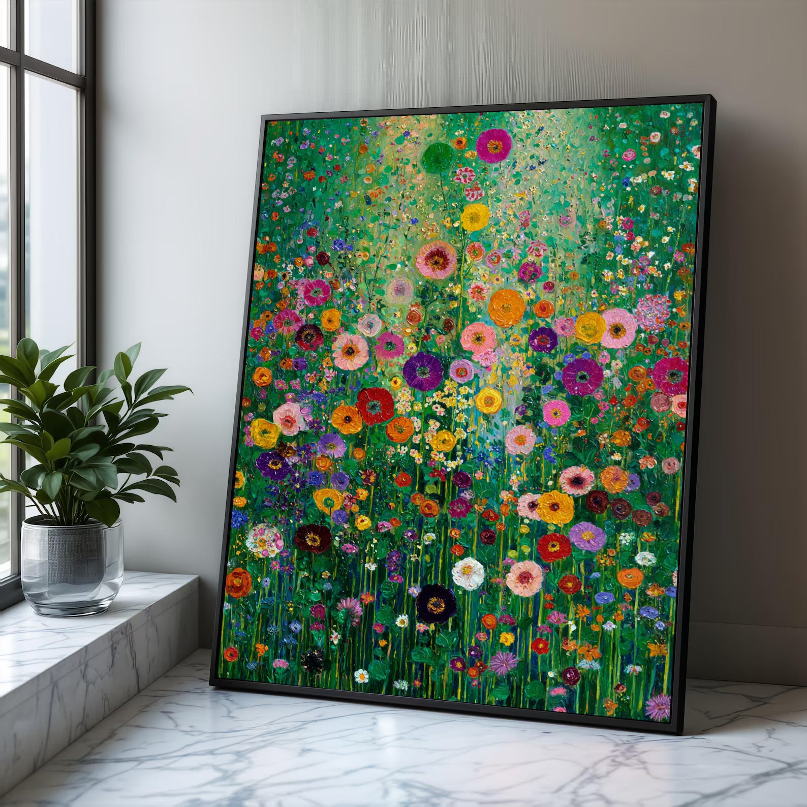 Meadow in Full Bloom – Colorful Wildflower Oil Painting#yy721148