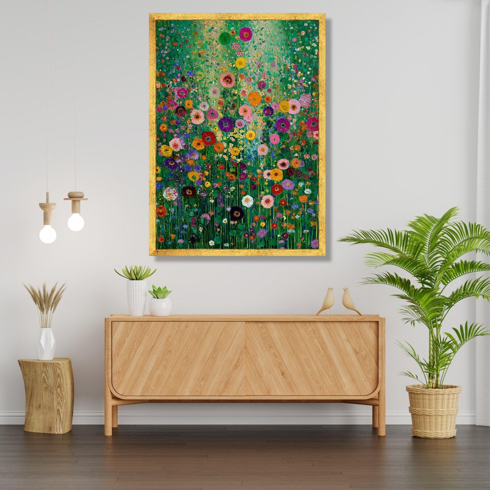 Meadow in Full Bloom – Colorful Wildflower Oil Painting#yy721148