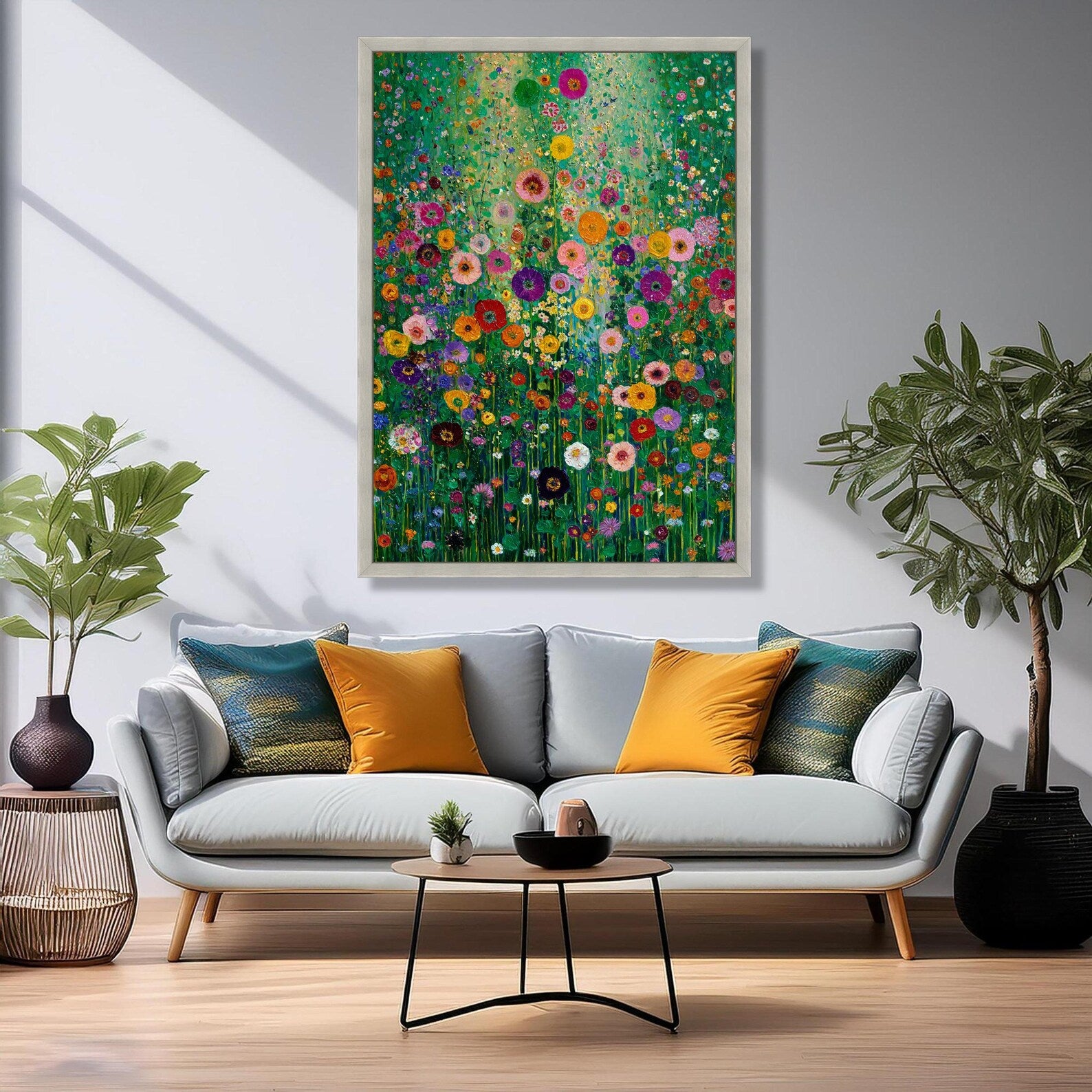 Meadow in Full Bloom – Colorful Wildflower Oil Painting#yy721148