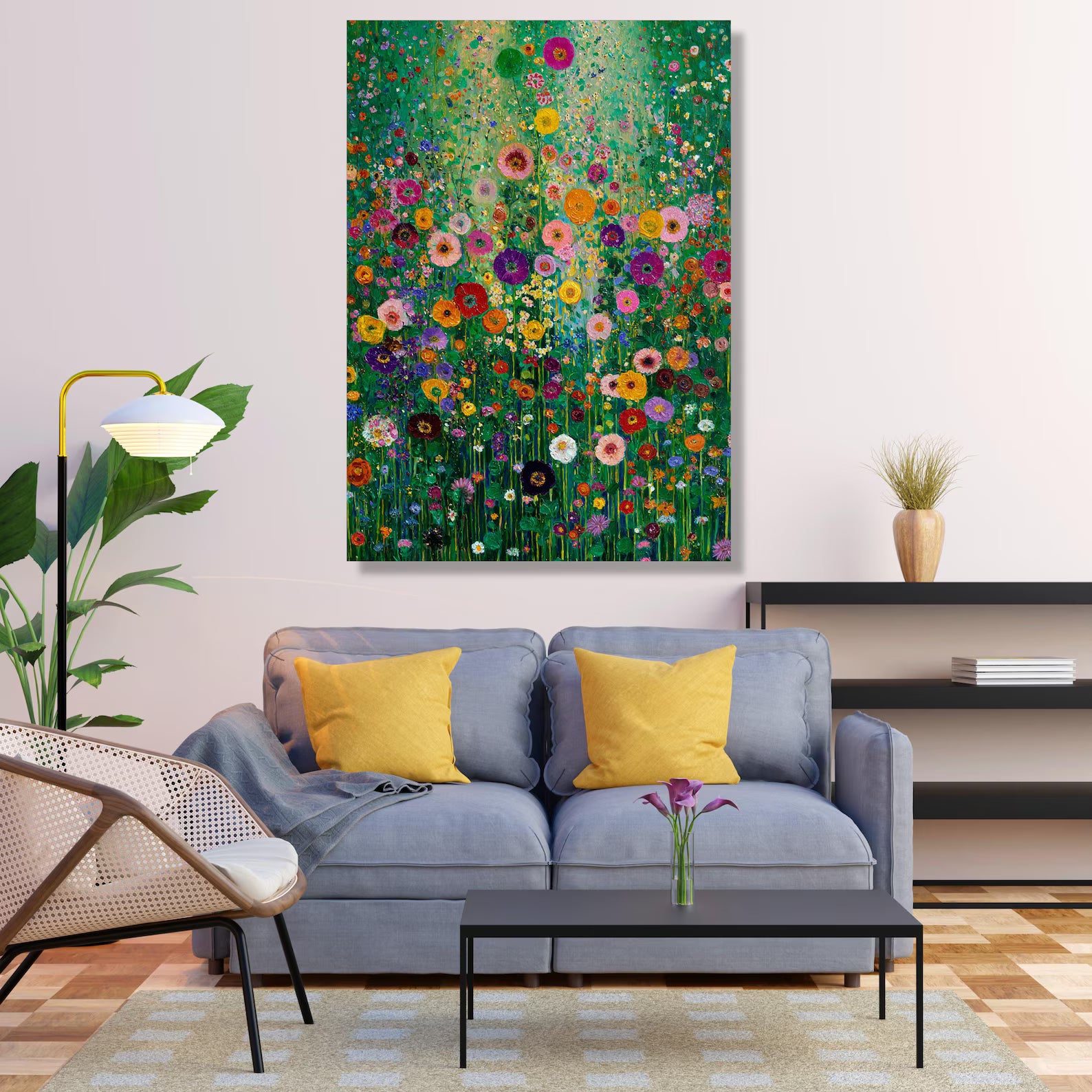 Meadow in Full Bloom – Colorful Wildflower Oil Painting#yy721148