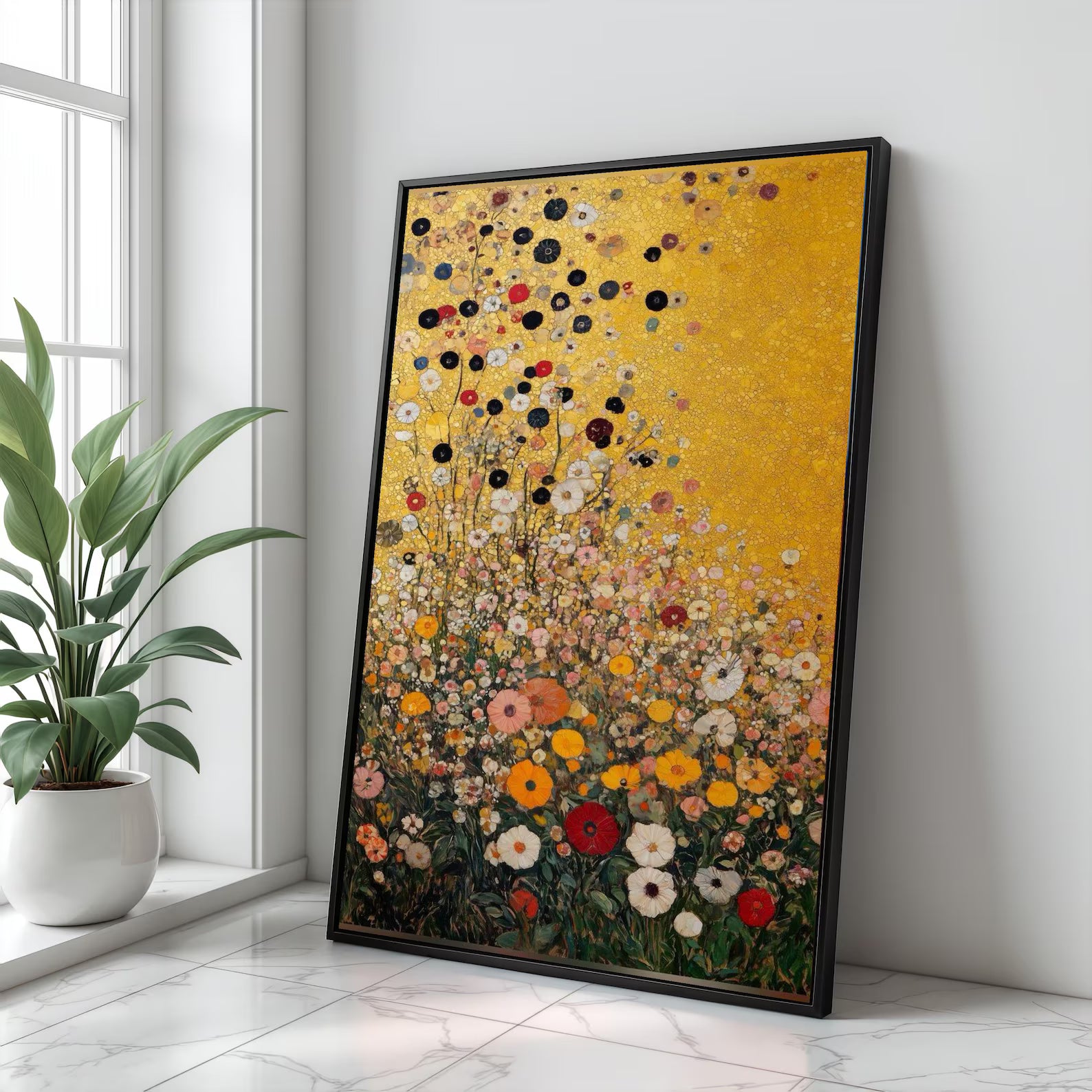 Golden Meadow Rising – Wildflower Oil Painting#yy721150