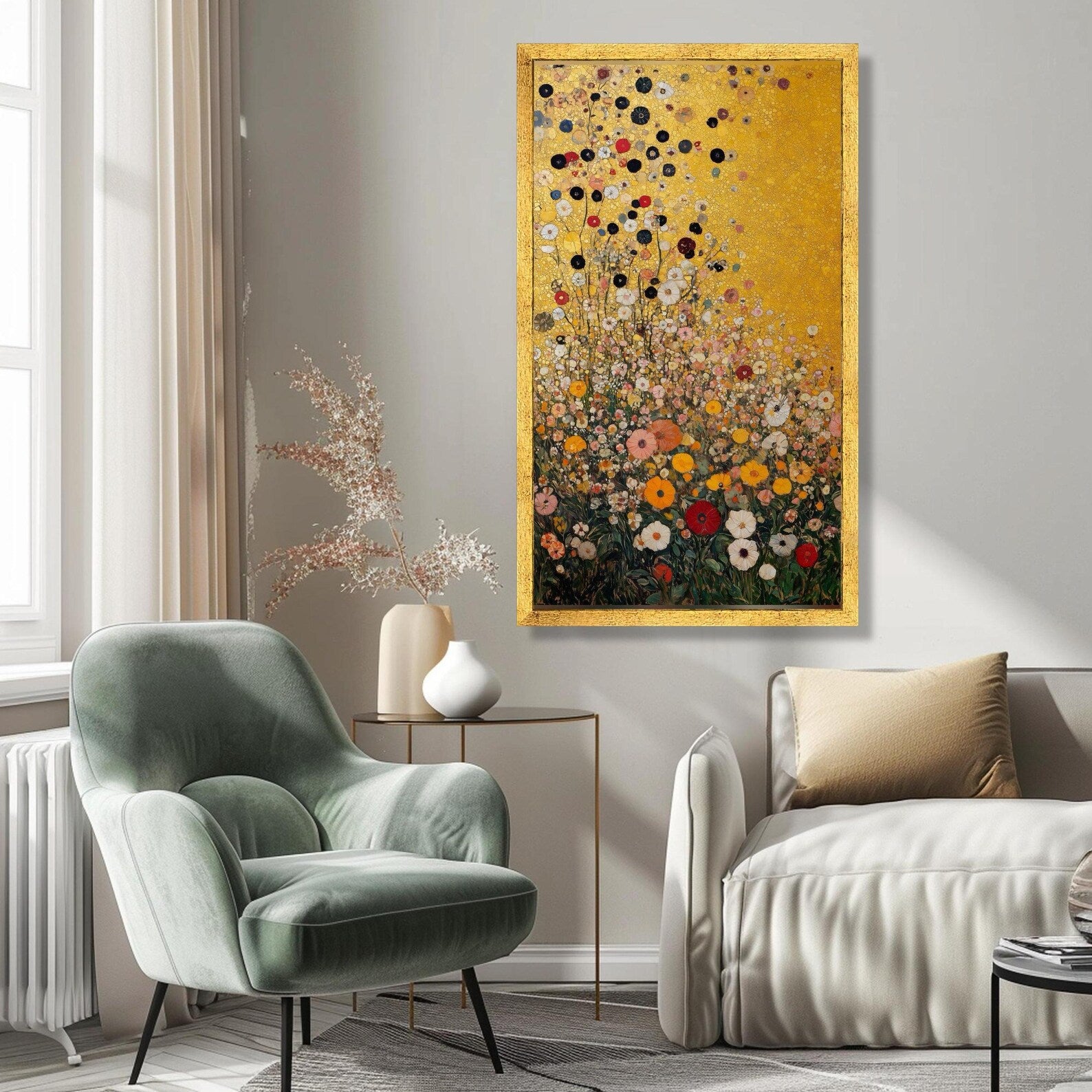 Golden Meadow Rising – Wildflower Oil Painting#yy721150