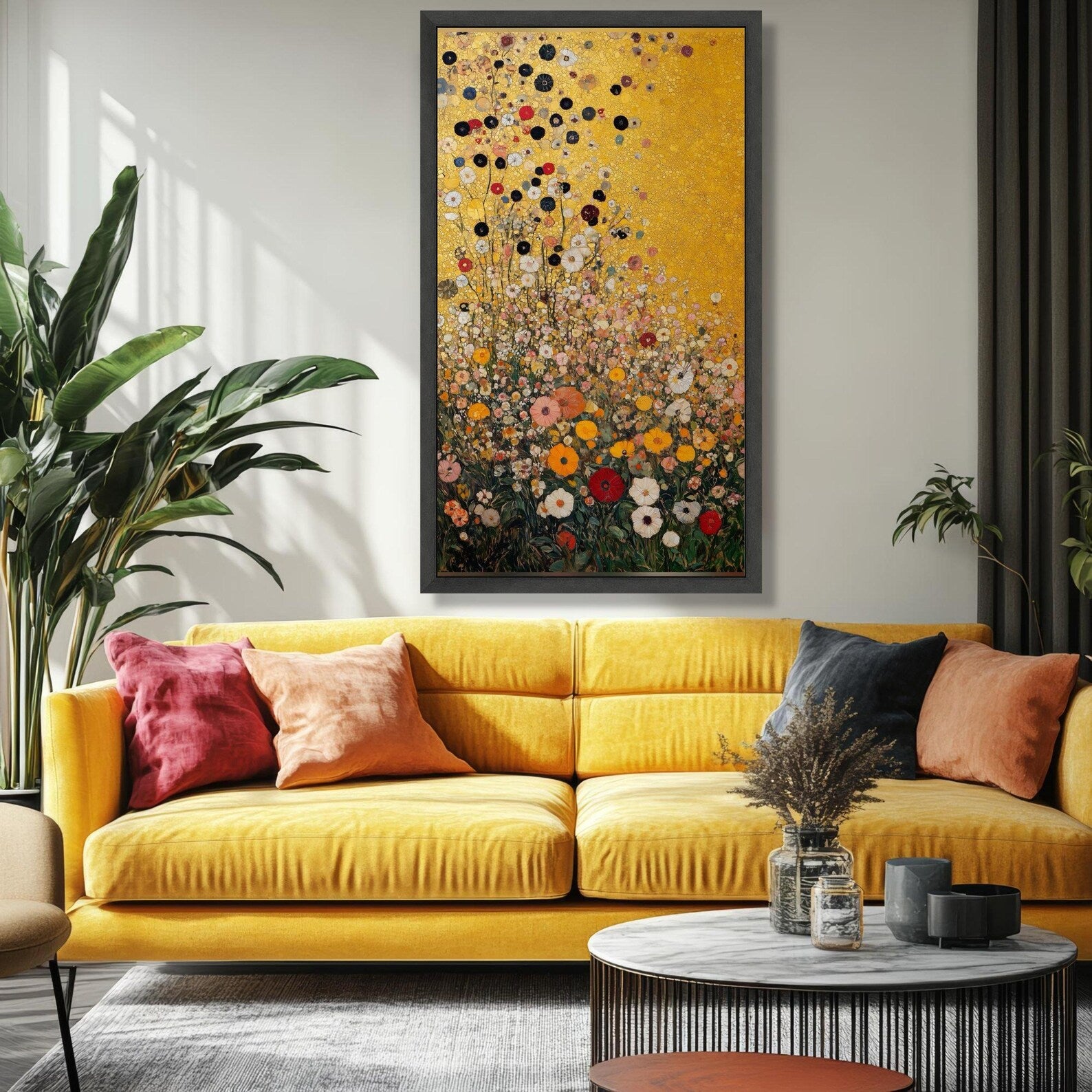 Golden Meadow Rising – Wildflower Oil Painting#yy721150