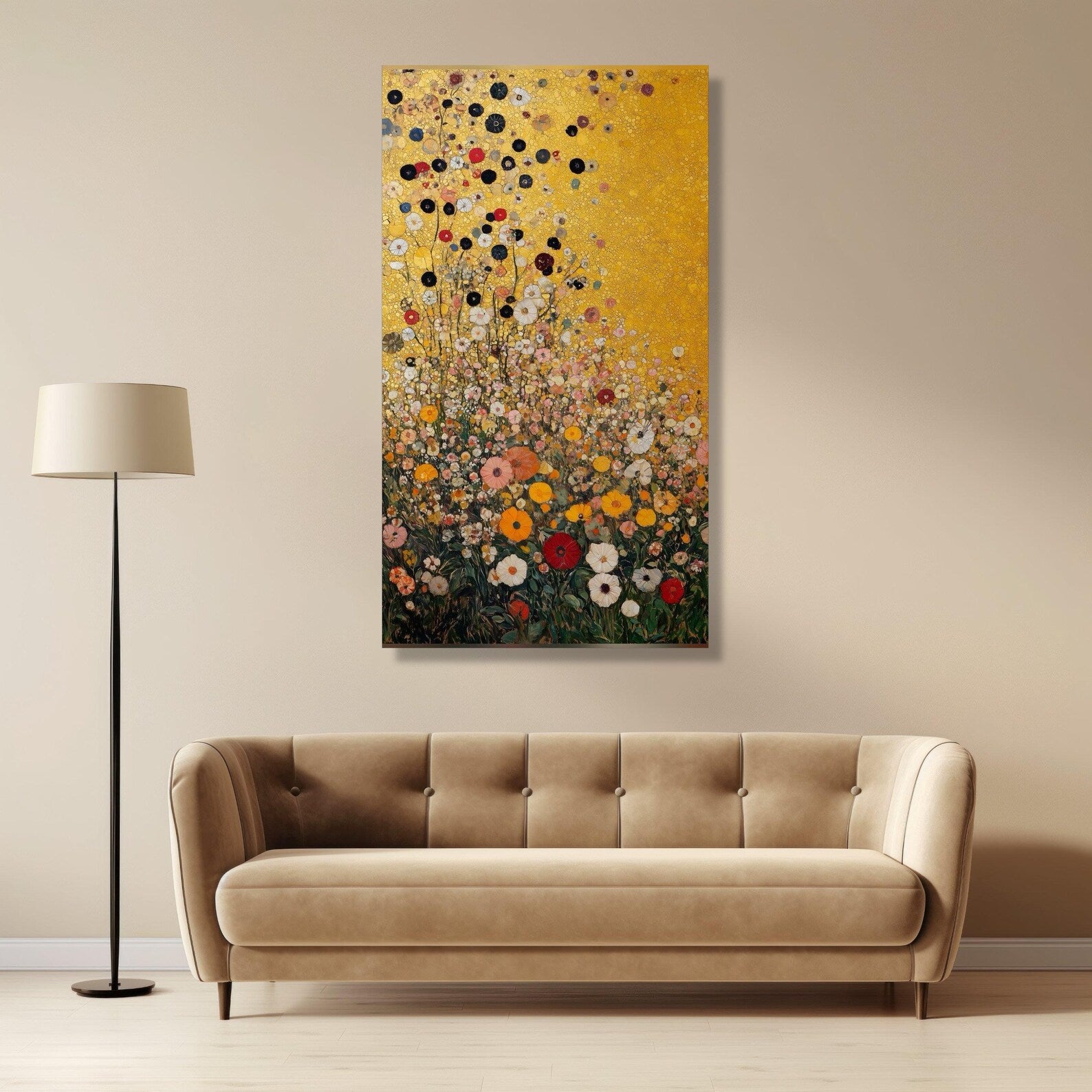Golden Meadow Rising – Wildflower Oil Painting#yy721150