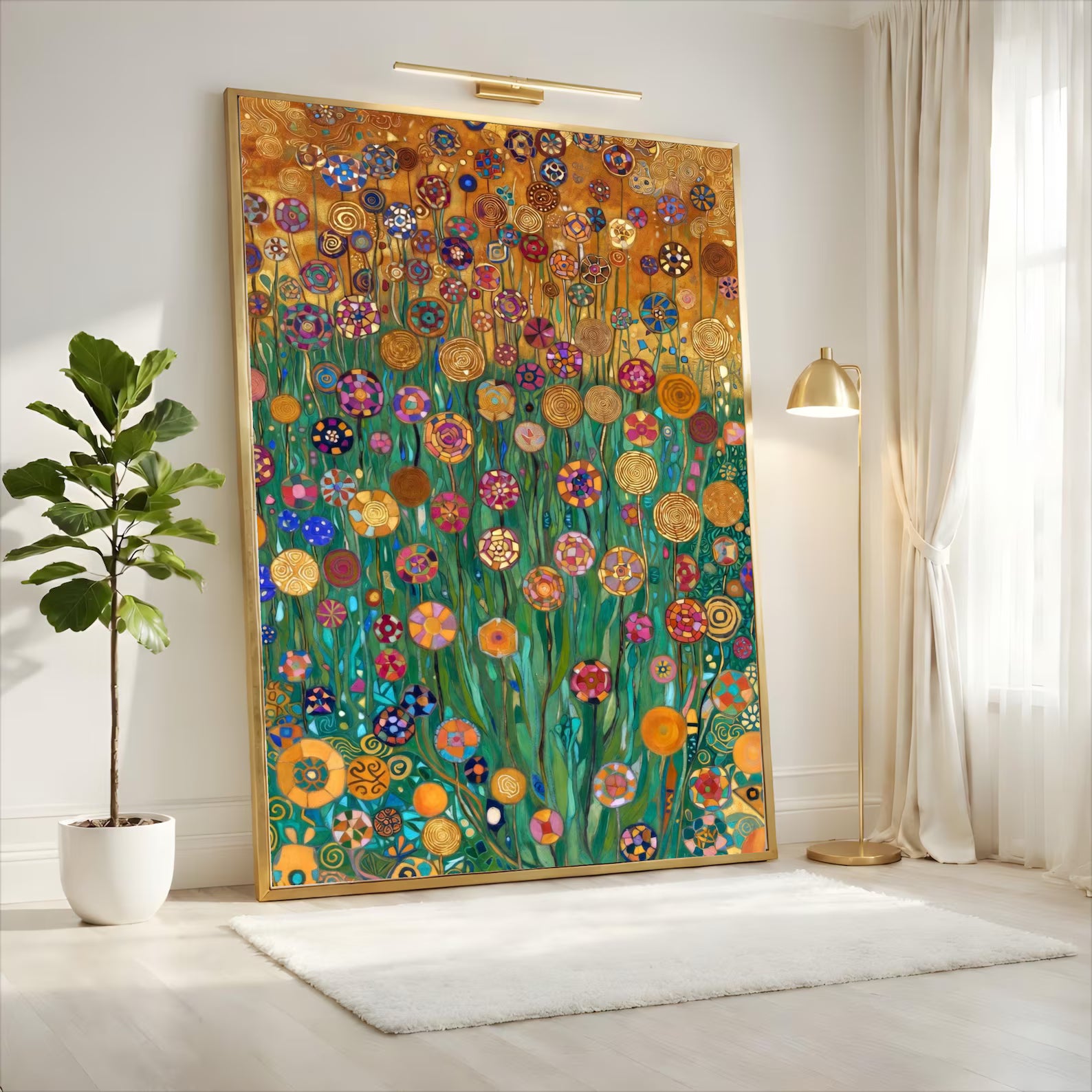 Mosaic Flower Garden – Colorful Floral Oil Painting#yy721154