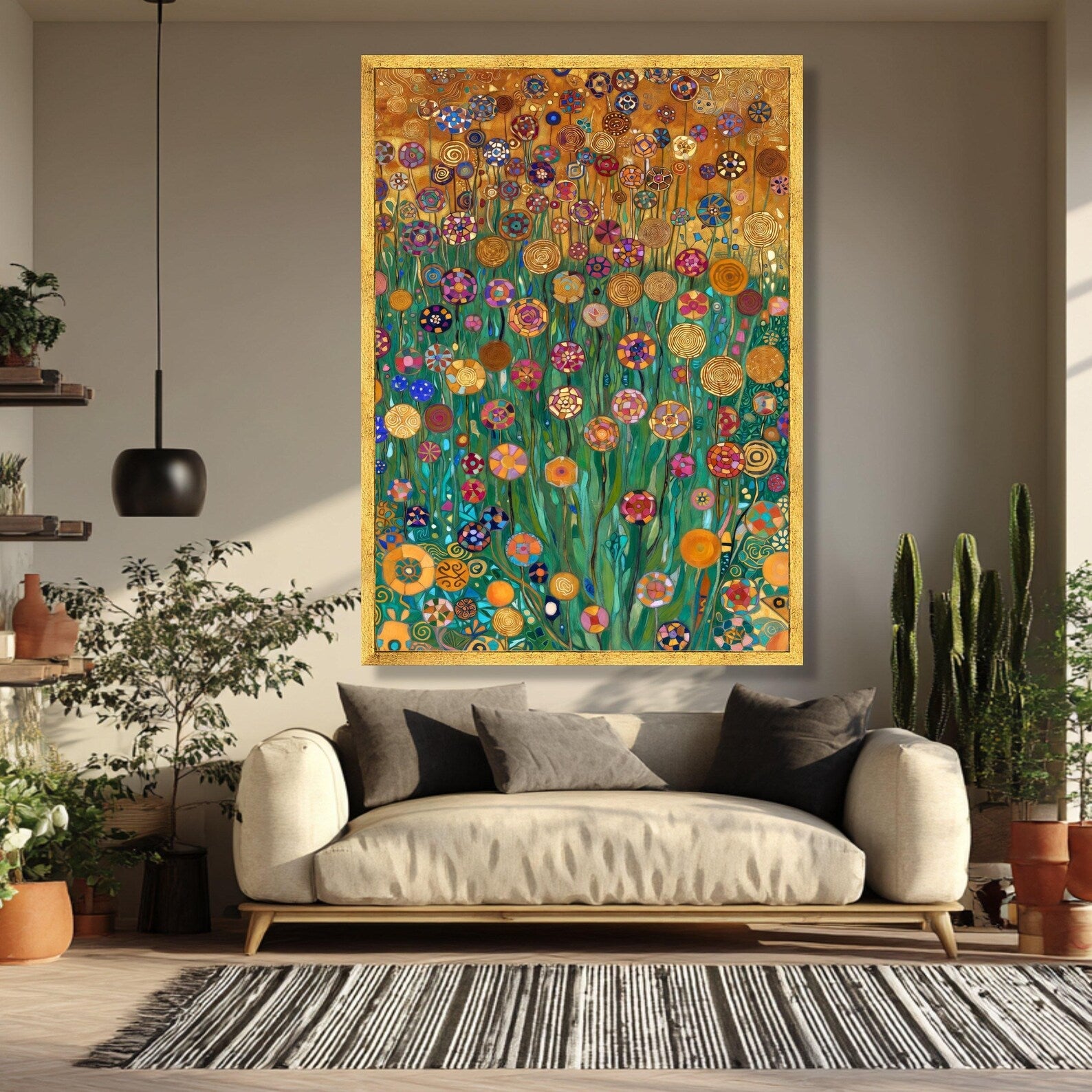Mosaic Flower Garden – Colorful Floral Oil Painting#yy721154