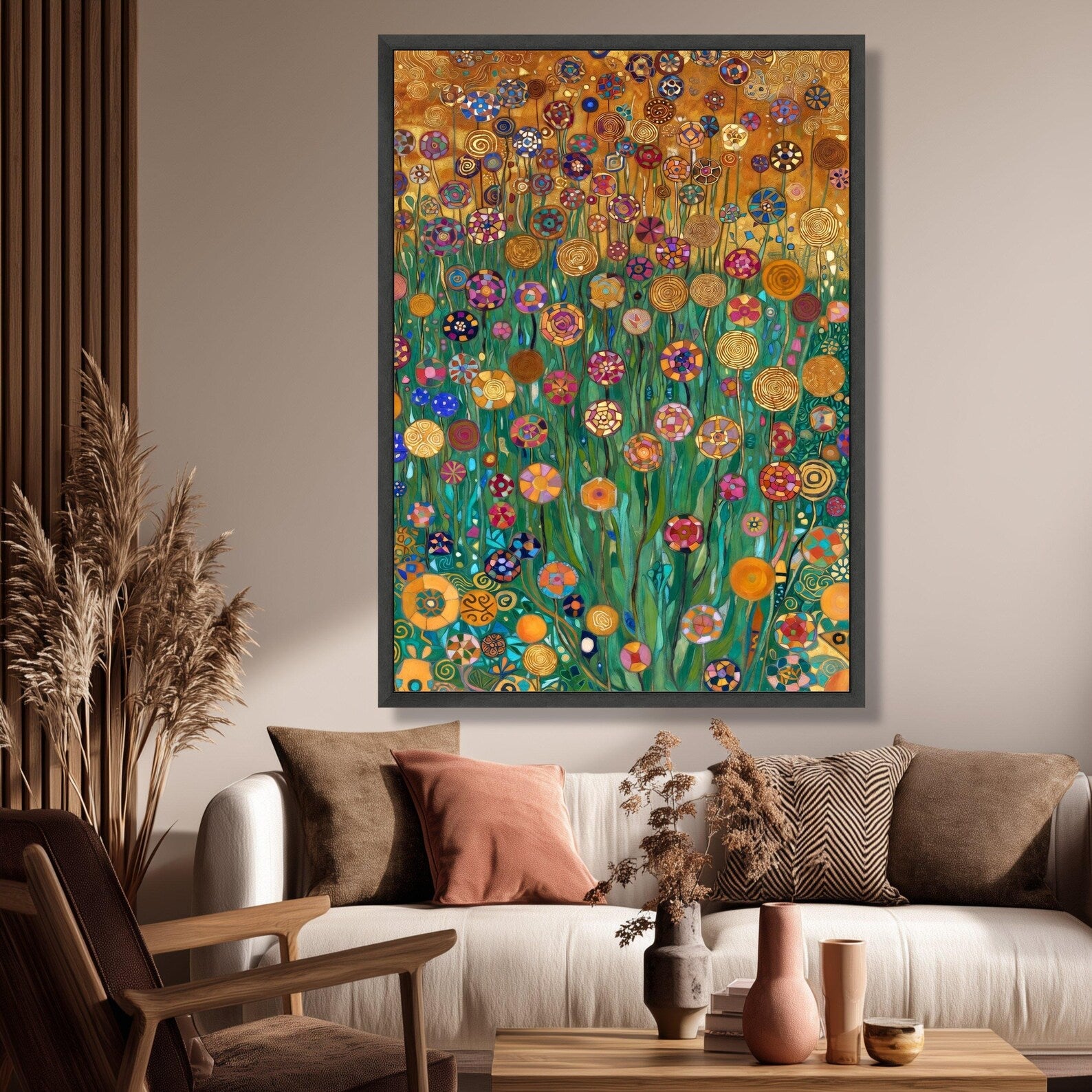 Mosaic Flower Garden – Colorful Floral Oil Painting#yy721154