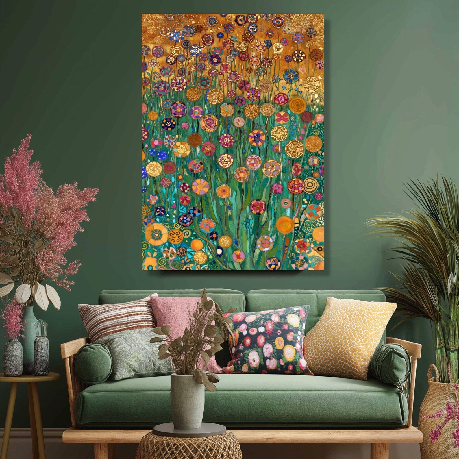 Mosaic Flower Garden – Colorful Floral Oil Painting#yy721154