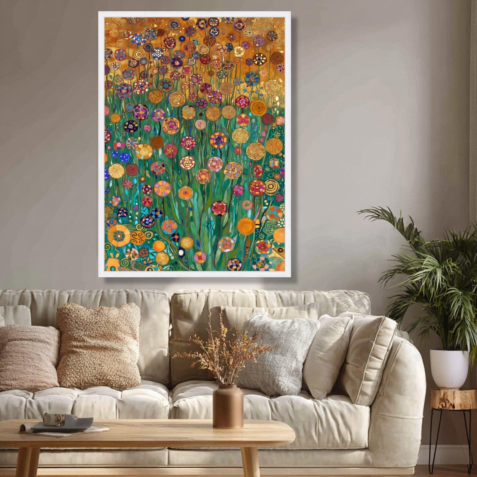 Mosaic Flower Garden – Colorful Floral Oil Painting#yy721154