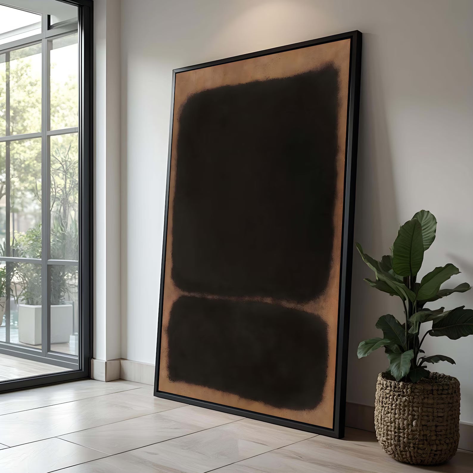 Black Abstract Wall Art – Minimalist Dark Canvas Painting#yy7272