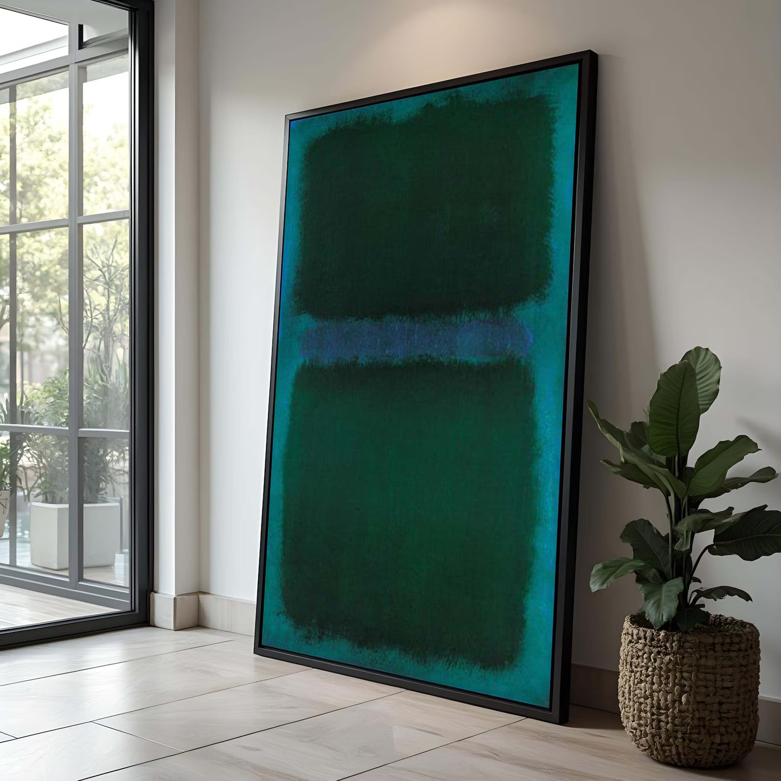 Dark Green Abstract Wall Art – Minimalist Modern Canvas Painting#yy7274