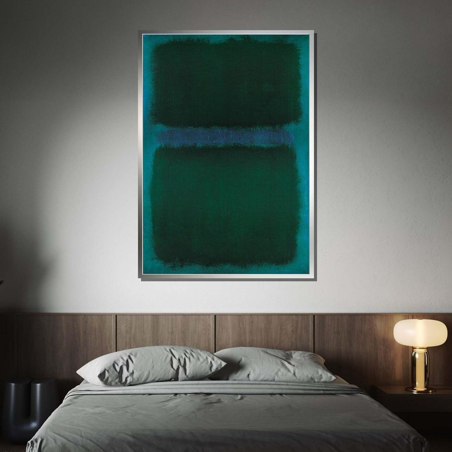 Dark Green Abstract Wall Art – Minimalist Modern Canvas Painting#yy7274