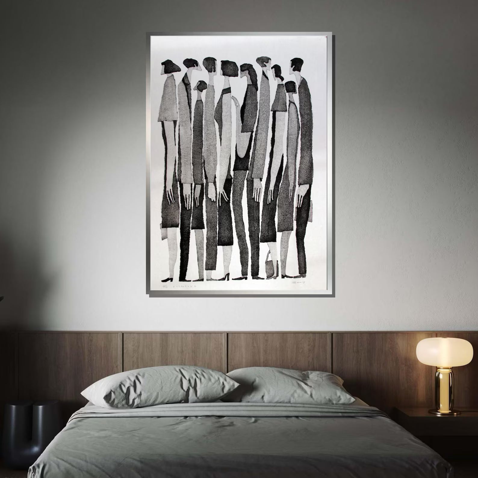 Minimalist Figure Wall Art – Black White Abstract Canvas Painting#yy7275