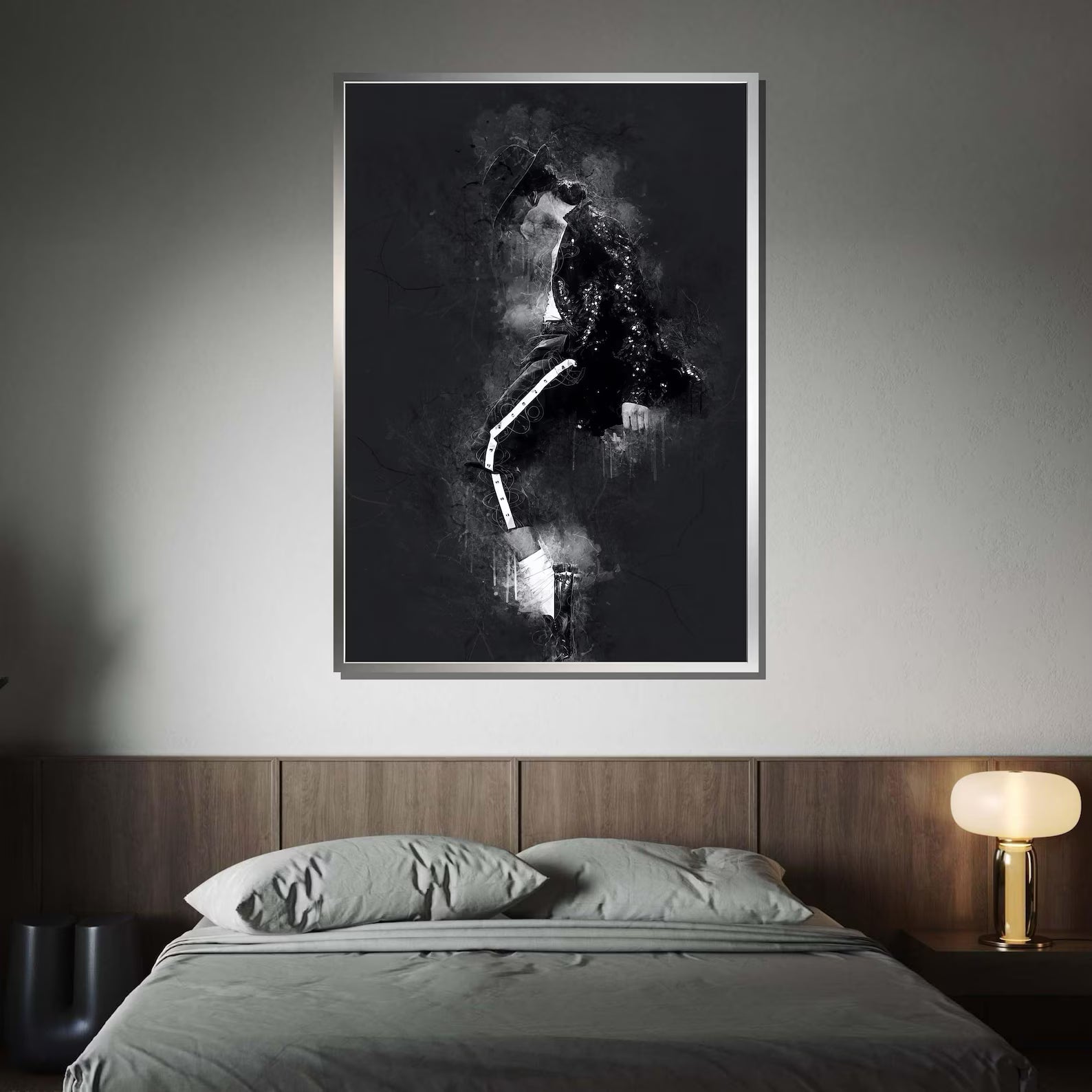 Dark Abstract Figure Wall Art – Black White Modern Canvas Painting#yy7276