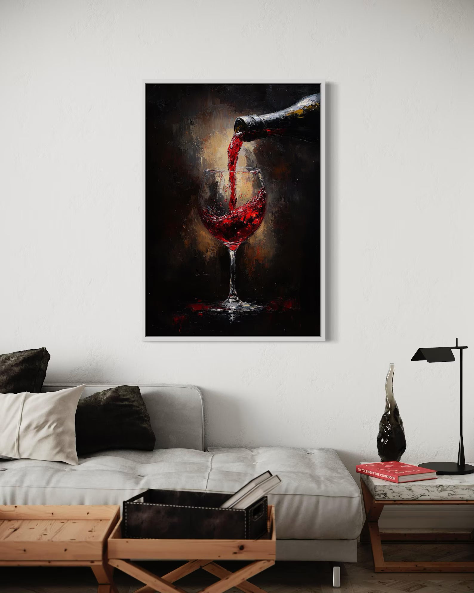 Wine Wall Art – Red Wine Glass Vintage Canvas Painting#yy7282