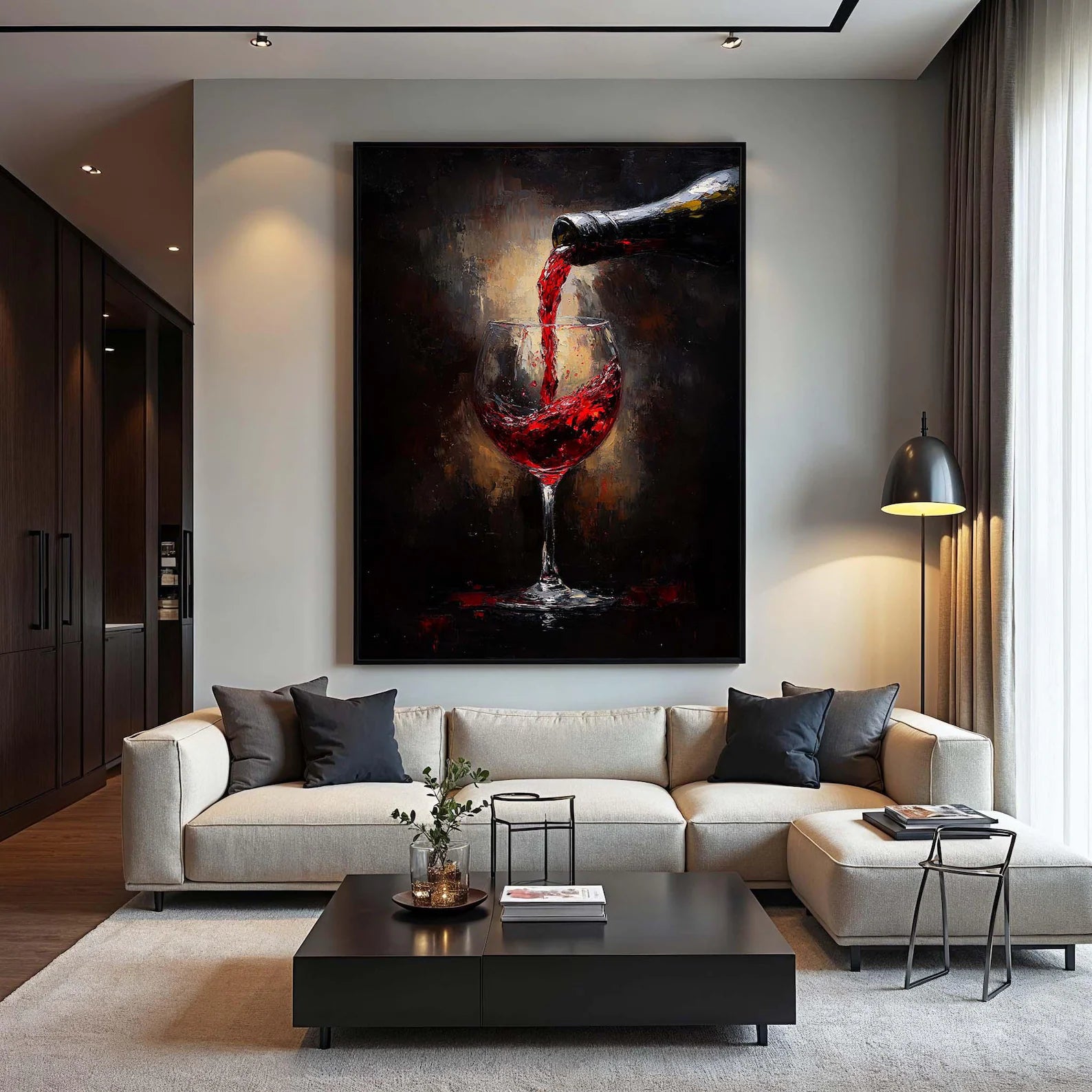 Wine Wall Art – Red Wine Glass Vintage Canvas Painting#yy7282