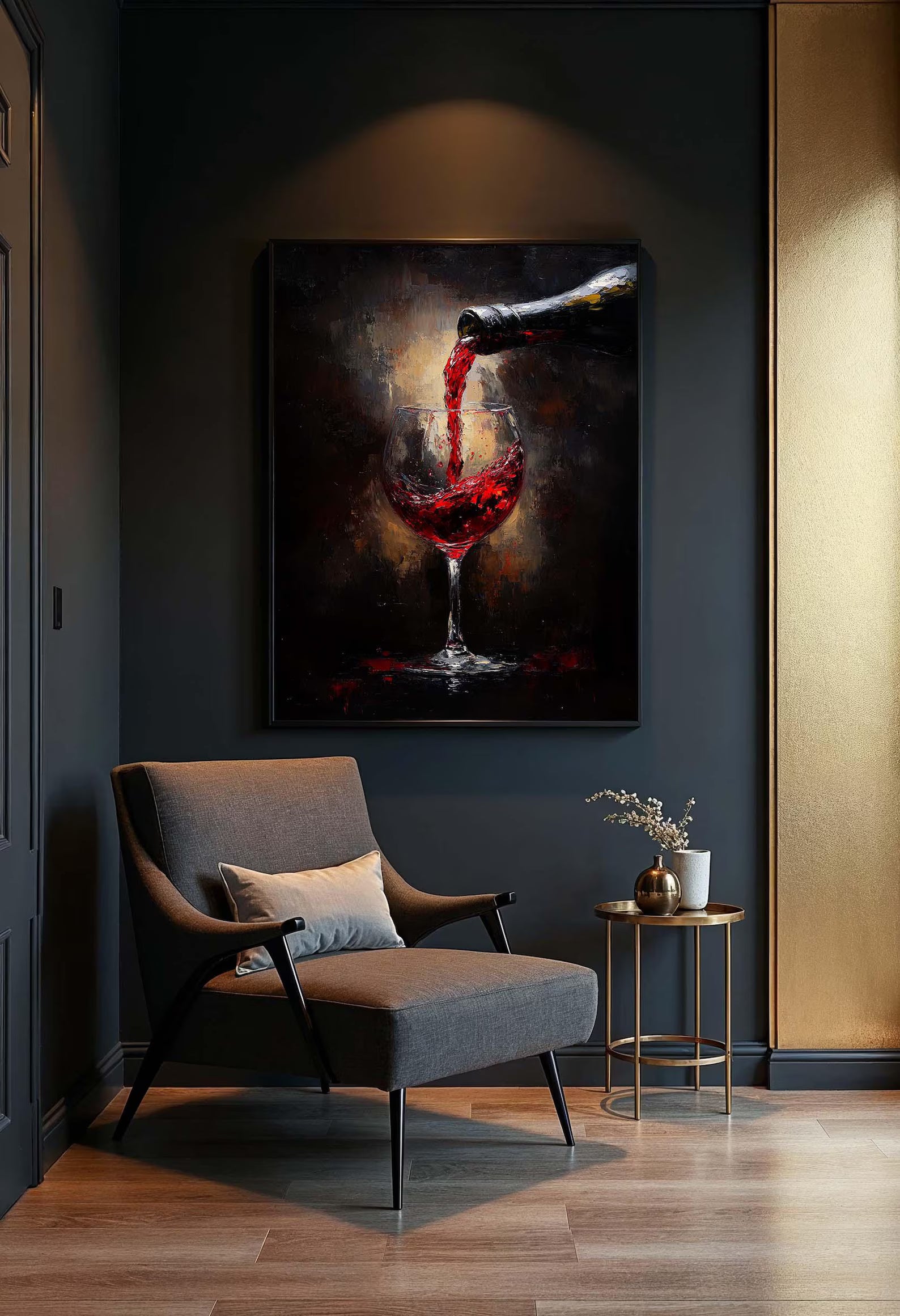 Wine Wall Art – Red Wine Glass Vintage Canvas Painting#yy7282