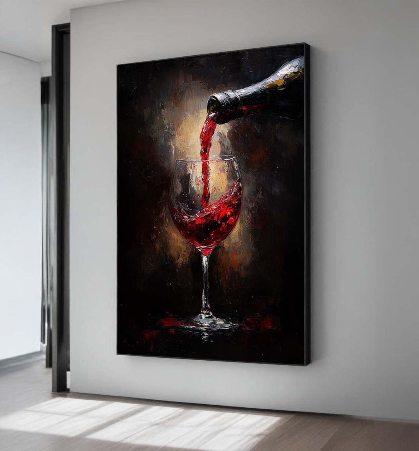Wine Wall Art – Red Wine Glass Vintage Canvas Painting#yy7282