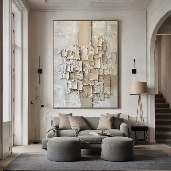 White Textured Abstract Wall Art – 3D Modern Canvas Painting#yy7285