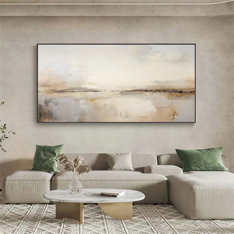 Neutral Abstract Landscape Wall Art – Minimalist Canvas Painting#yy7290