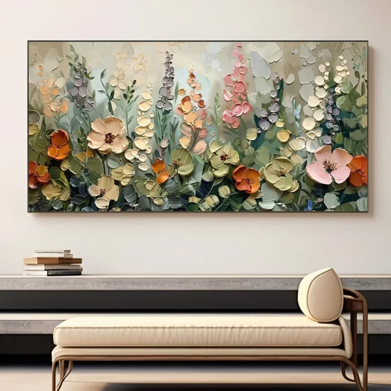 3D Floral Wall Art – Textured Flower Canvas Painting#yy7291