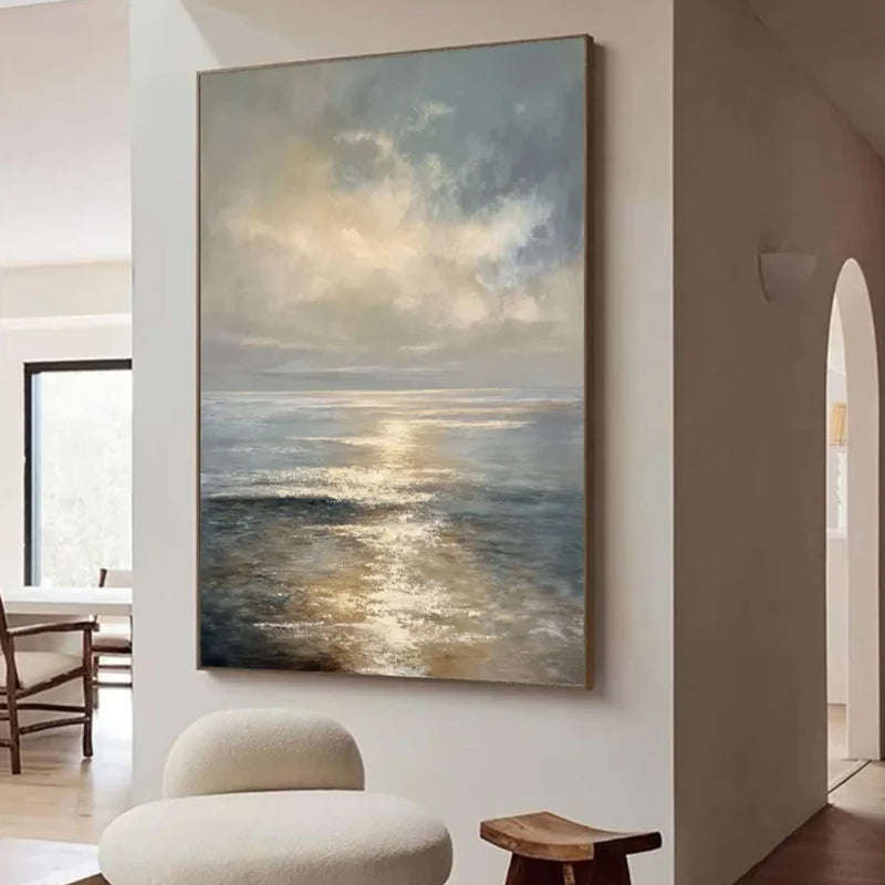 Ocean Sunset Wall Art – Coastal Seascape Canvas Painting#yy7293