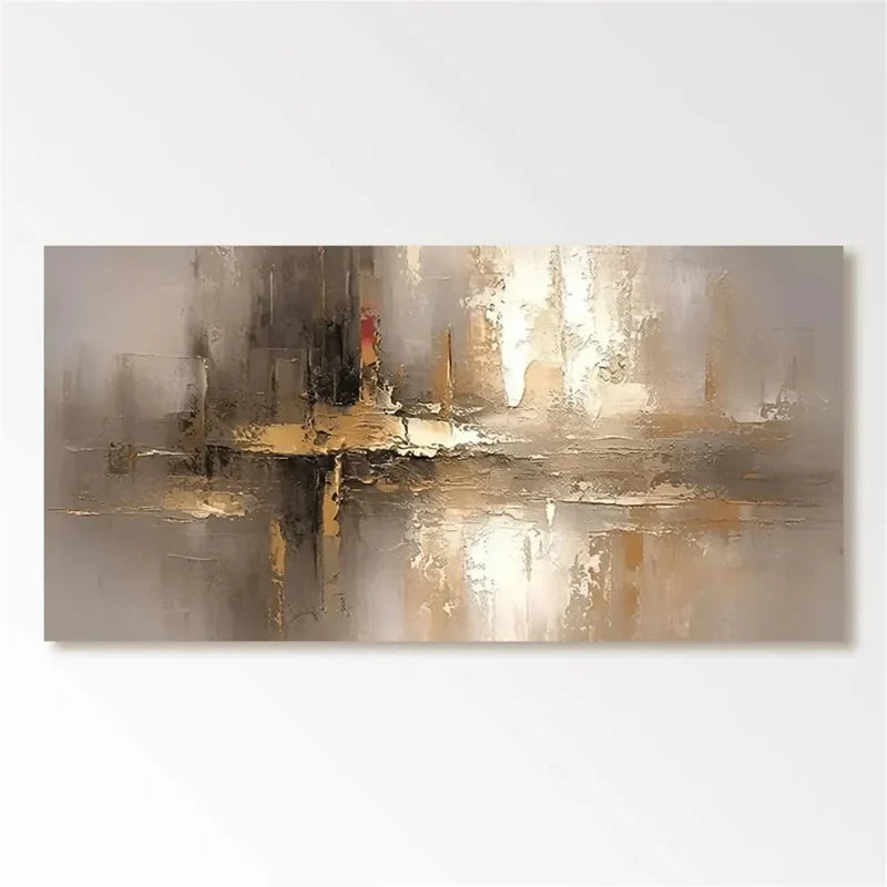 Gold Gray Abstract Wall Art – Modern Textured Canvas Painting#yy7297