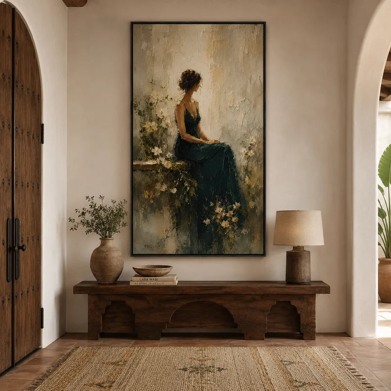 Woman in Green Dress Wall Art – A Quiet Moment#yy91601
