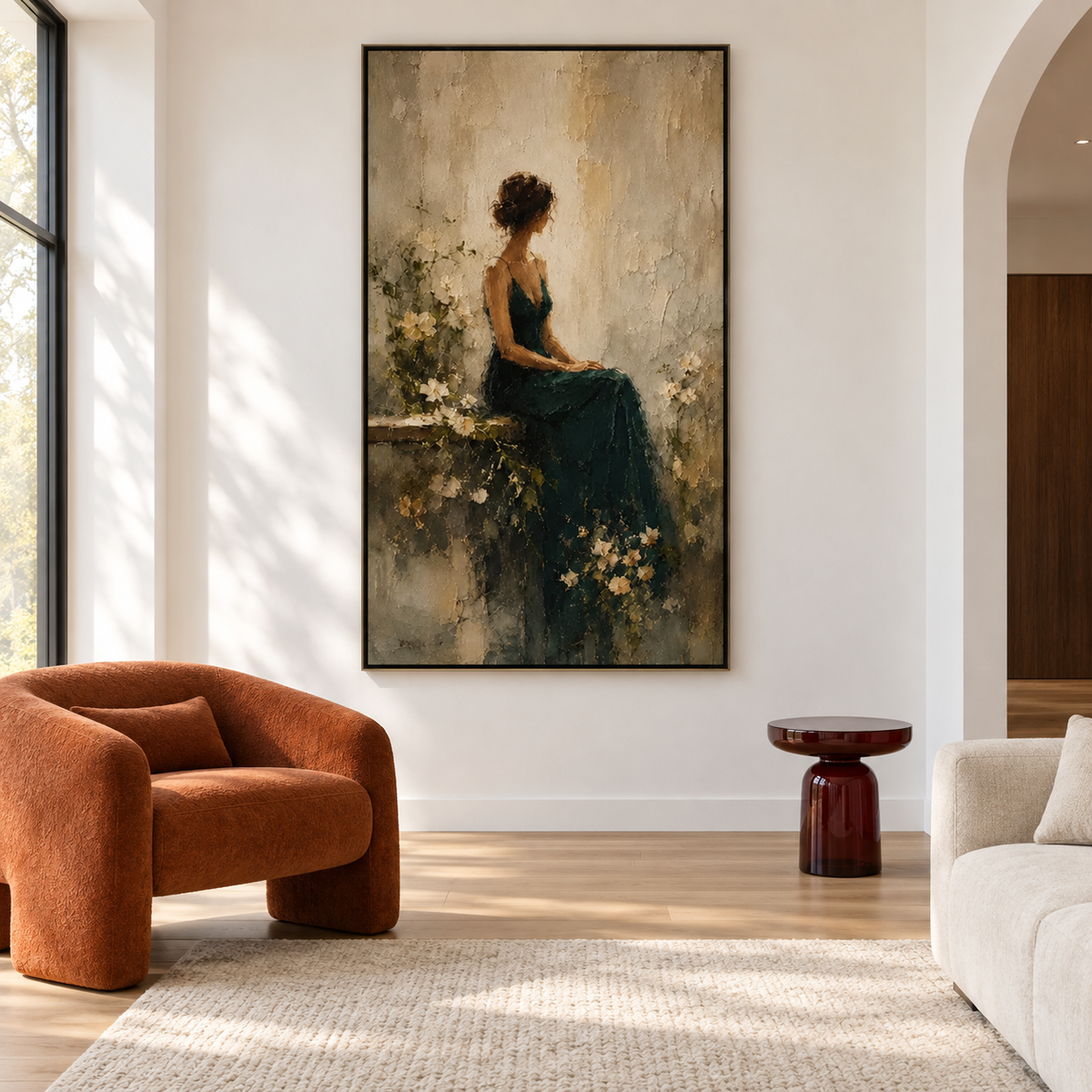 Woman in Green Dress Wall Art – A Quiet Moment#yy91601